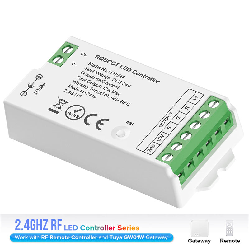 2.4G Wireless LED Dimmer Controller RGB/RGBWC Smart Group Control Touch Panel for Colorful LED Strip Lights