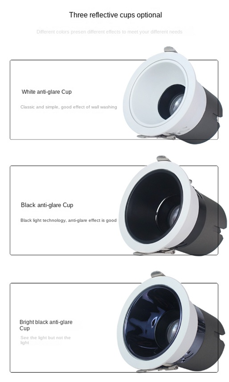 75mm Recessed LED Spotlights - CRI 98 High Color Accuracy, Anti-Glare No Stray Light, Hill-Shaped Beam for Home/Office/Studio Lighting