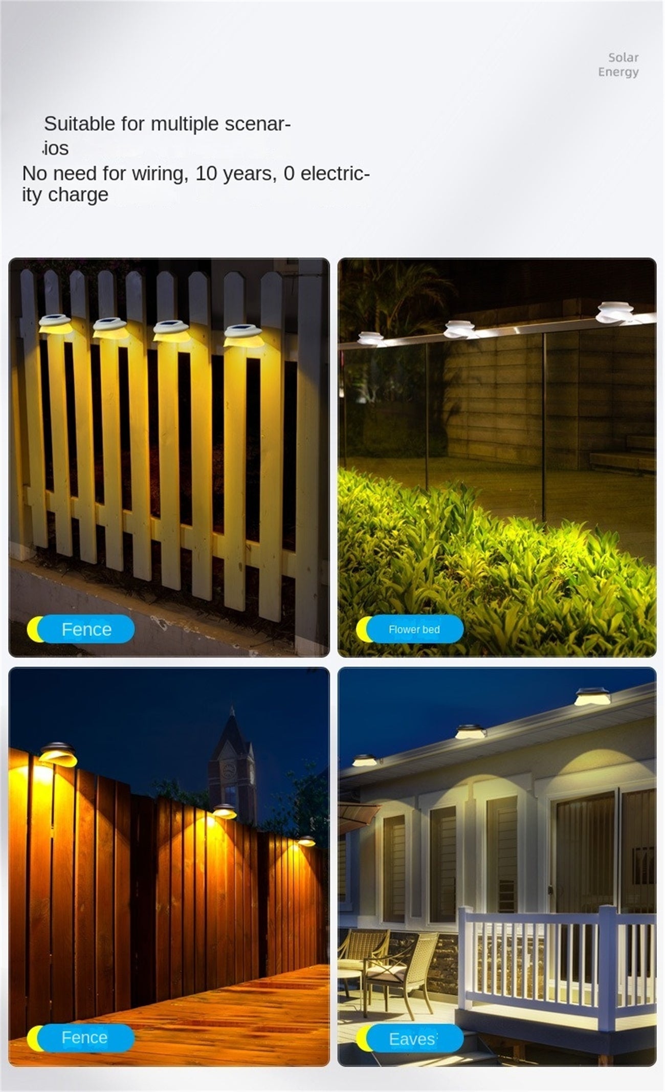Solar Fence Light for Home Garden Outdoor Yard Decoration LED Outdoor Wall Lamp