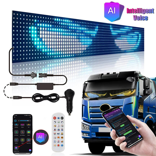 AI Voice Control LED Matrix Panel - DIY Programmable "Devil Eyes" & "Angel Wings" Car Window Soft Screen