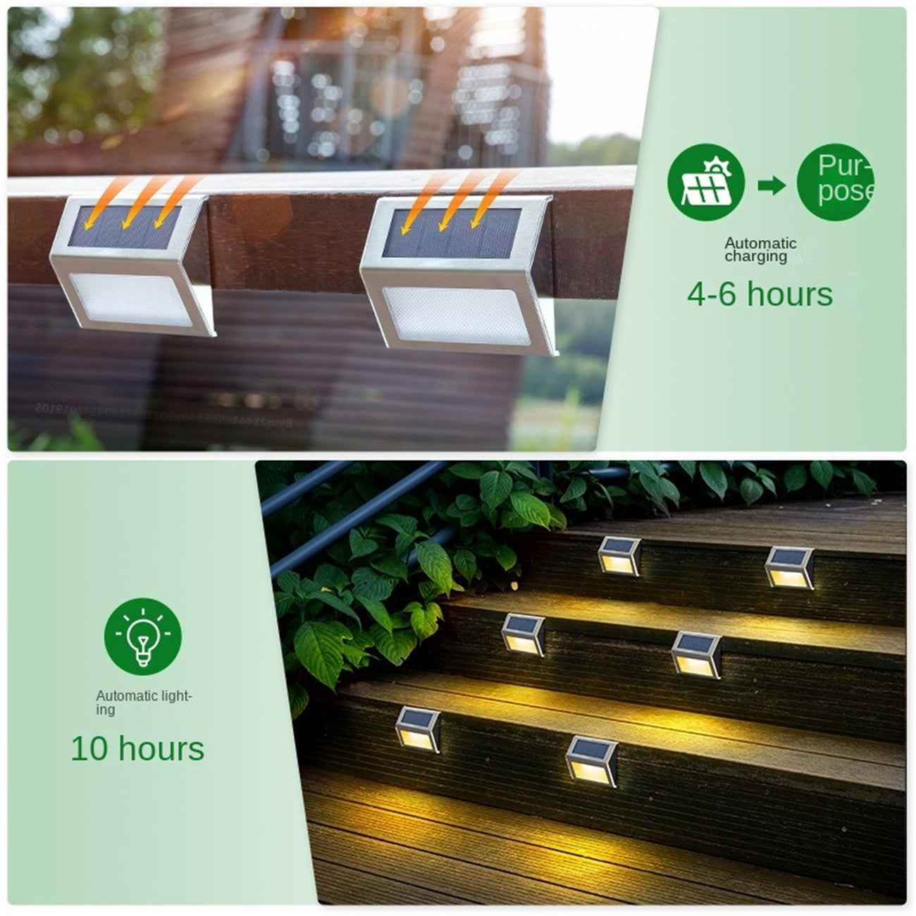 Solar Yard Light Outdoor Garden Decor Stair Step Light Landscape Wall Light