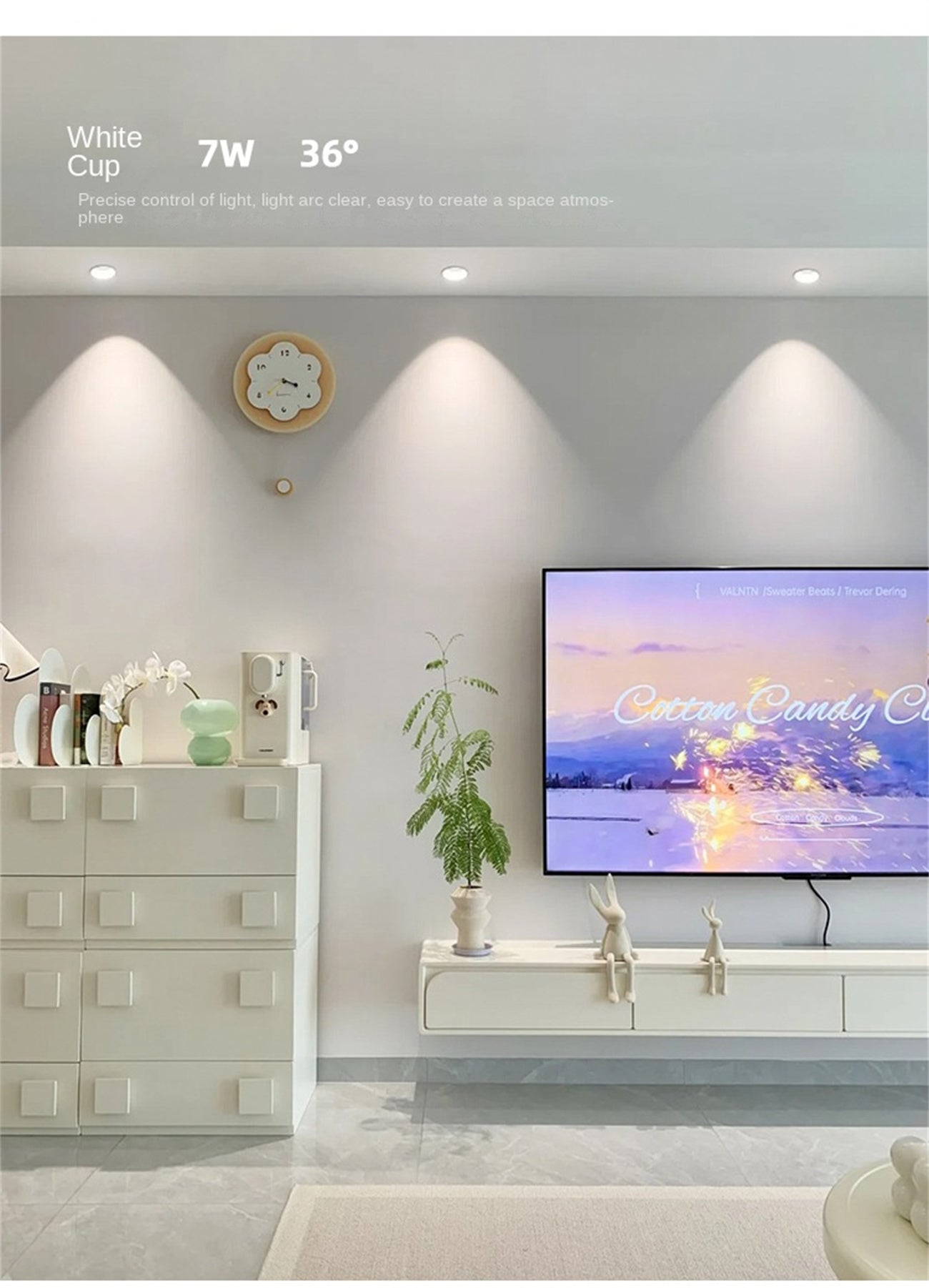 Full spectrum 98 eye protection anti-glare spotlight embedded small hill household narrow edge LED Wall cleaning spotlight three color intelligent dimming