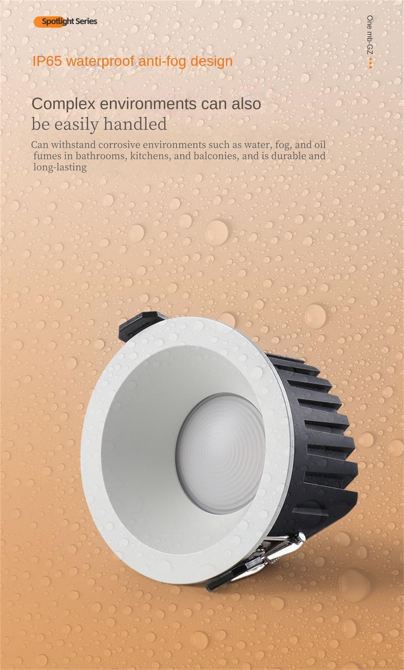 Customized IP65 waterproof tube light embedded in living room LED downlight bathroom cob deep cup eye protection waterproof Dazzling tricolor lighting