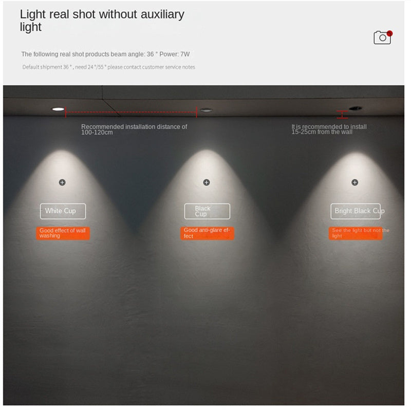 75mm Recessed LED Spotlights - CRI 98 High Color Accuracy, Anti-Glare No Stray Light, Hill-Shaped Beam for Home/Office/Studio Lighting