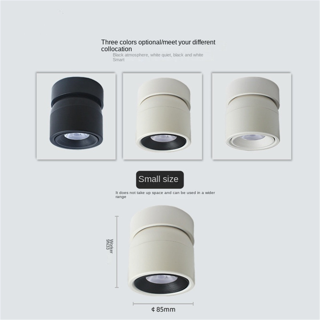 Surface mounted LED spotlights, TV background wall, bedroom painting, no main light, no opening, 360 degree rotating ceiling Surface mounted tube lamp