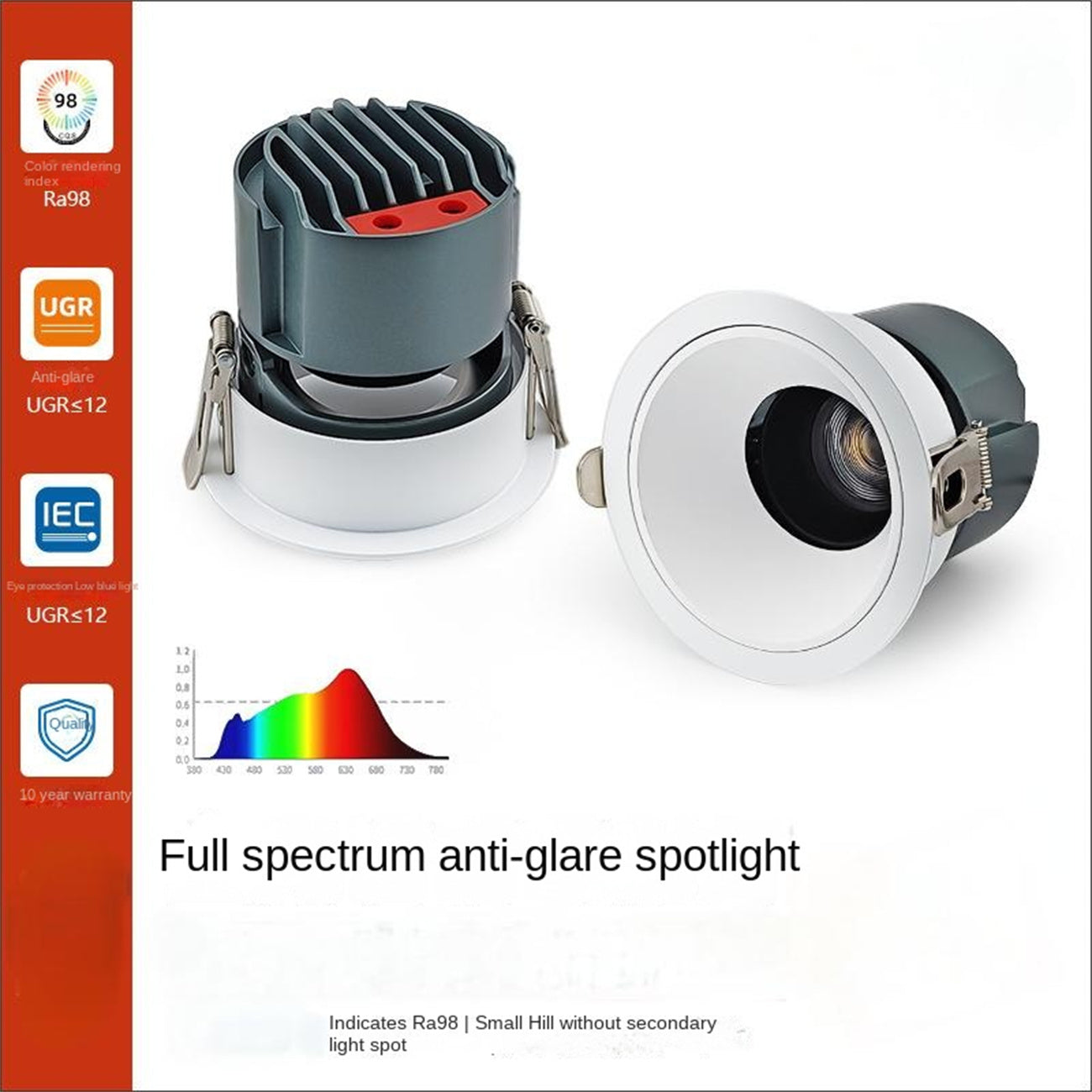 Full spectrum 98 eye protection anti-glare spotlight embedded small hill household narrow edge LED Wall cleaning spotlight three color intelligent dimming
