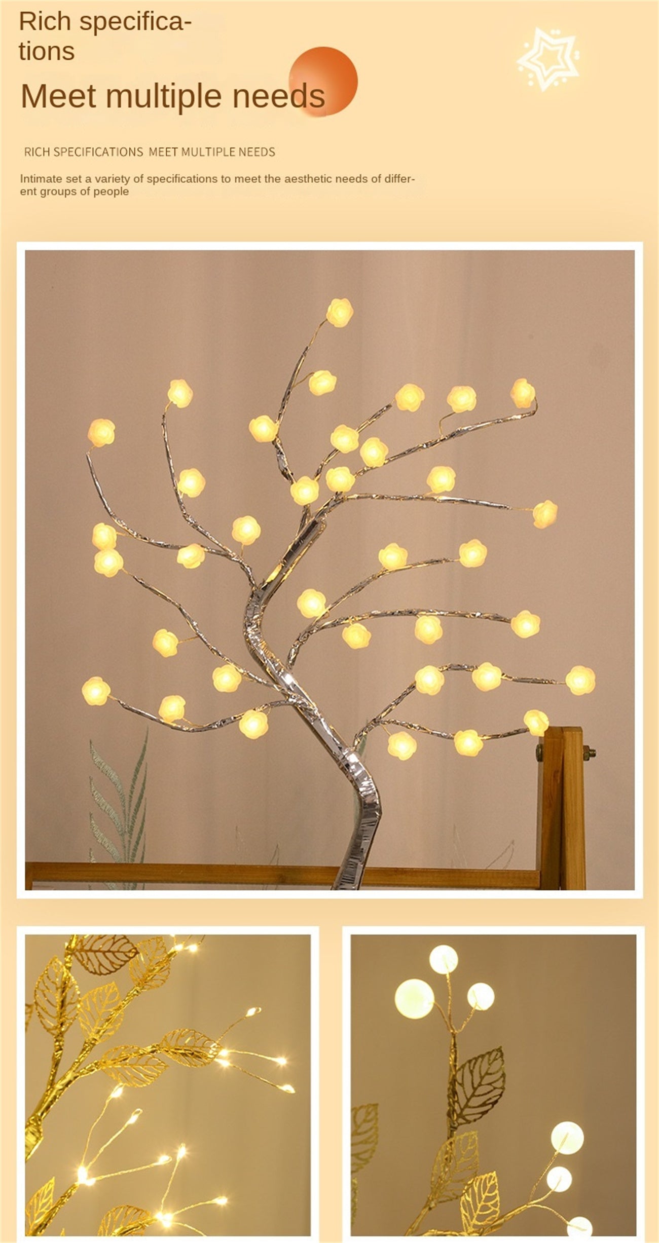 LED Tree Light Festive Indoor Atmosphere Lamp Christmas Tree Decoration Table Lamp