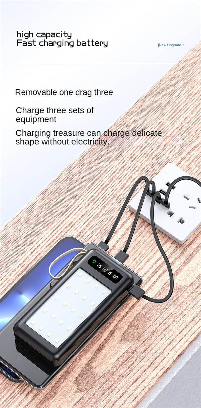 Outdoor Camping Light Power Bank 10000mAh 20000mAh Big Capacity Shareable Built-in 4-Line Mobile Power