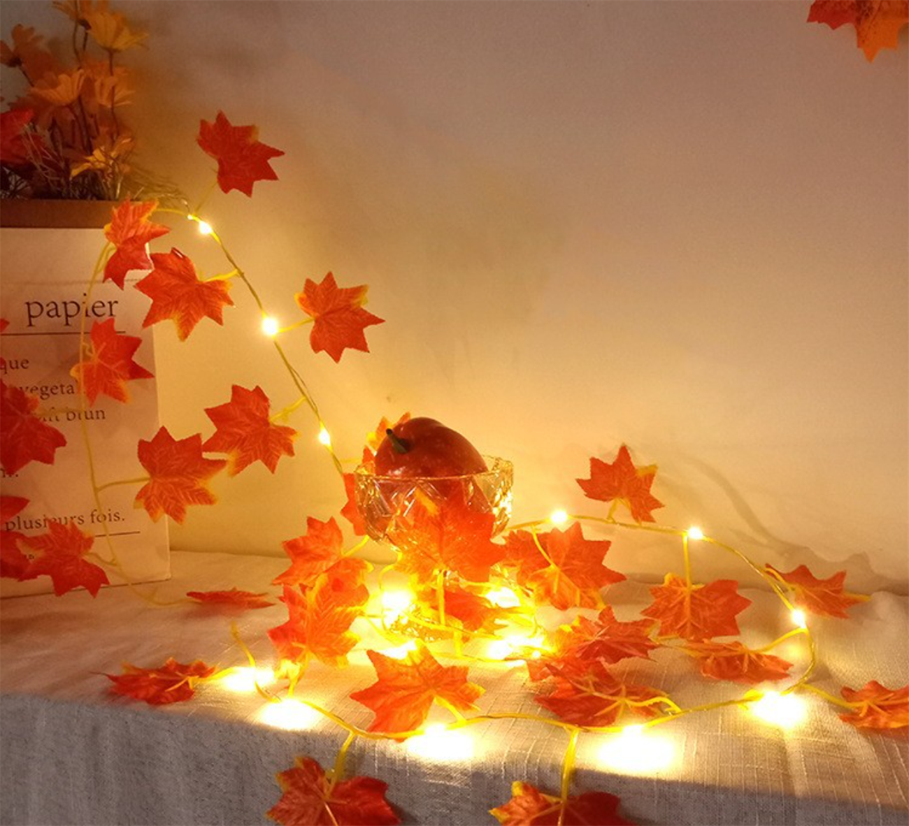 Solar light string LED vine light simulation ivy battery light string courtyard decoration color light copper wire light