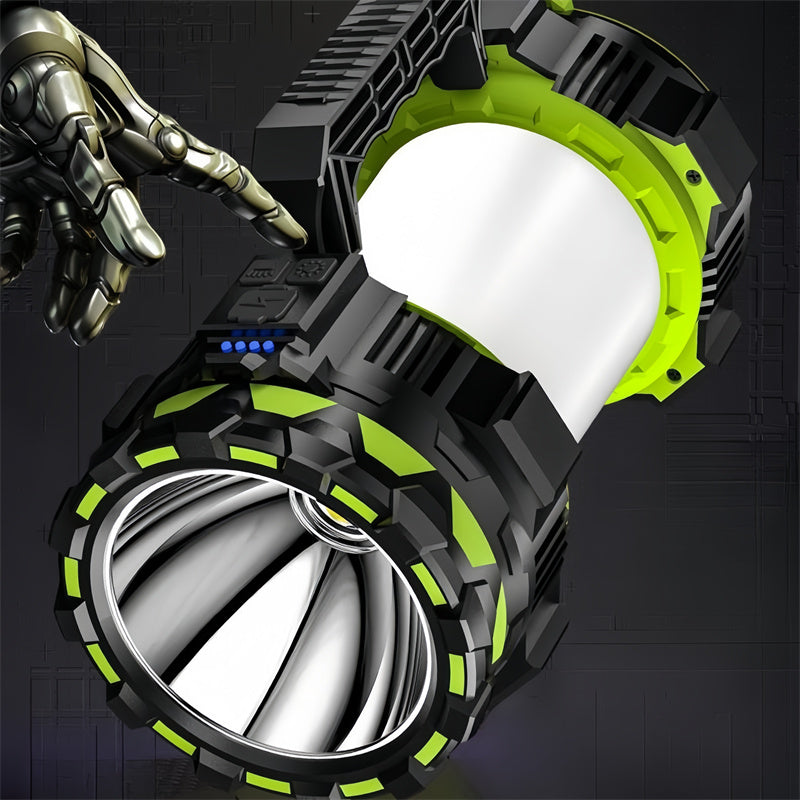 Rechargeable High-Power LED Spotlight – Long-Range Beam + Side Light for Outdoor, Emergency, and Camping Use 🔋 Ultra-bright. Ultra-reliable. Always ready