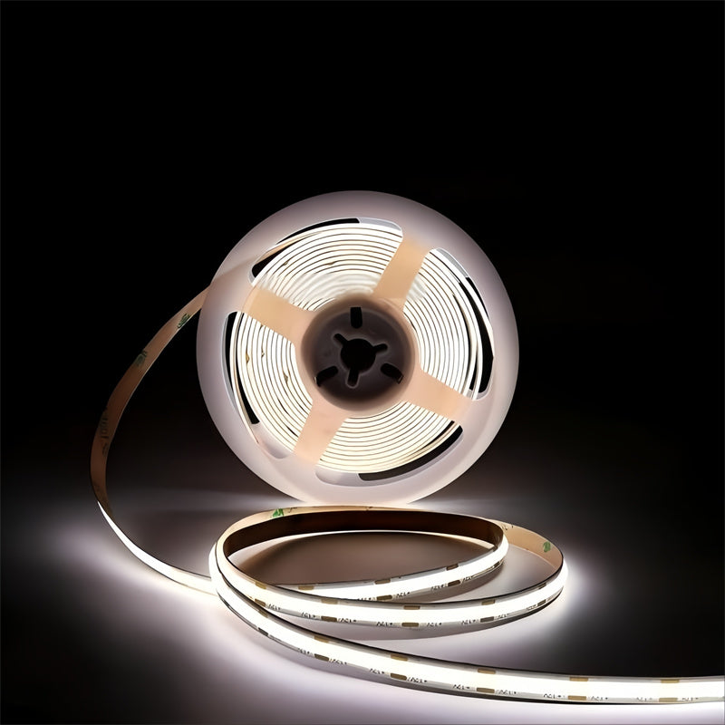 8mm COB LED Strip Light – 98 CRI Flicker-Free White Light, Low Voltage Adhesive LED Tape for Indoor Ambient & Task Lighting