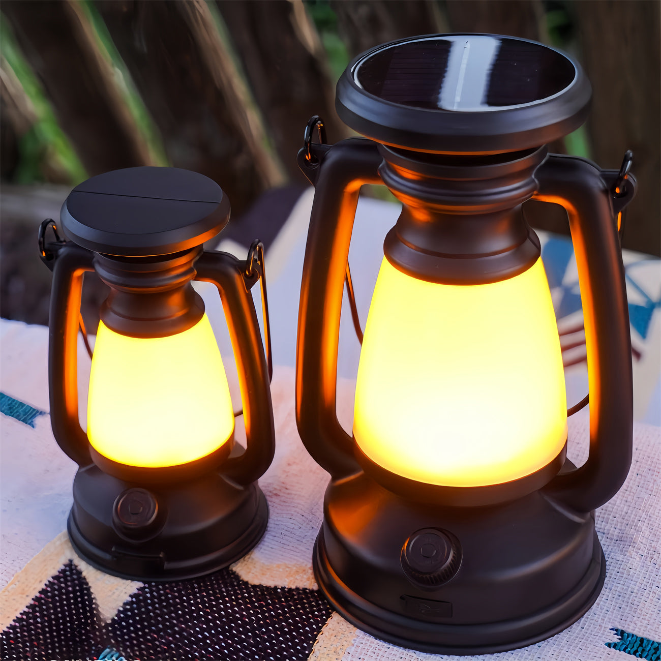 Solar Powered Camping Lantern LED Tent Light Emergency Flashlight Outdoor Camping Light Vintage Hurricane Lamp