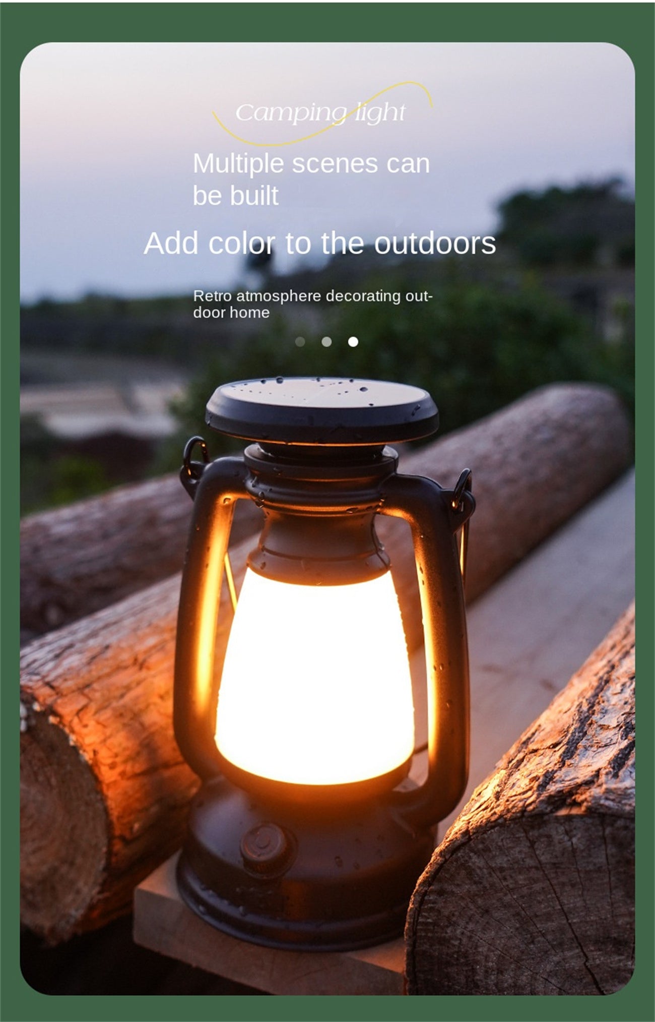 Solar Powered Camping Lantern LED Tent Light Emergency Flashlight Outdoor Camping Light Vintage Hurricane Lamp