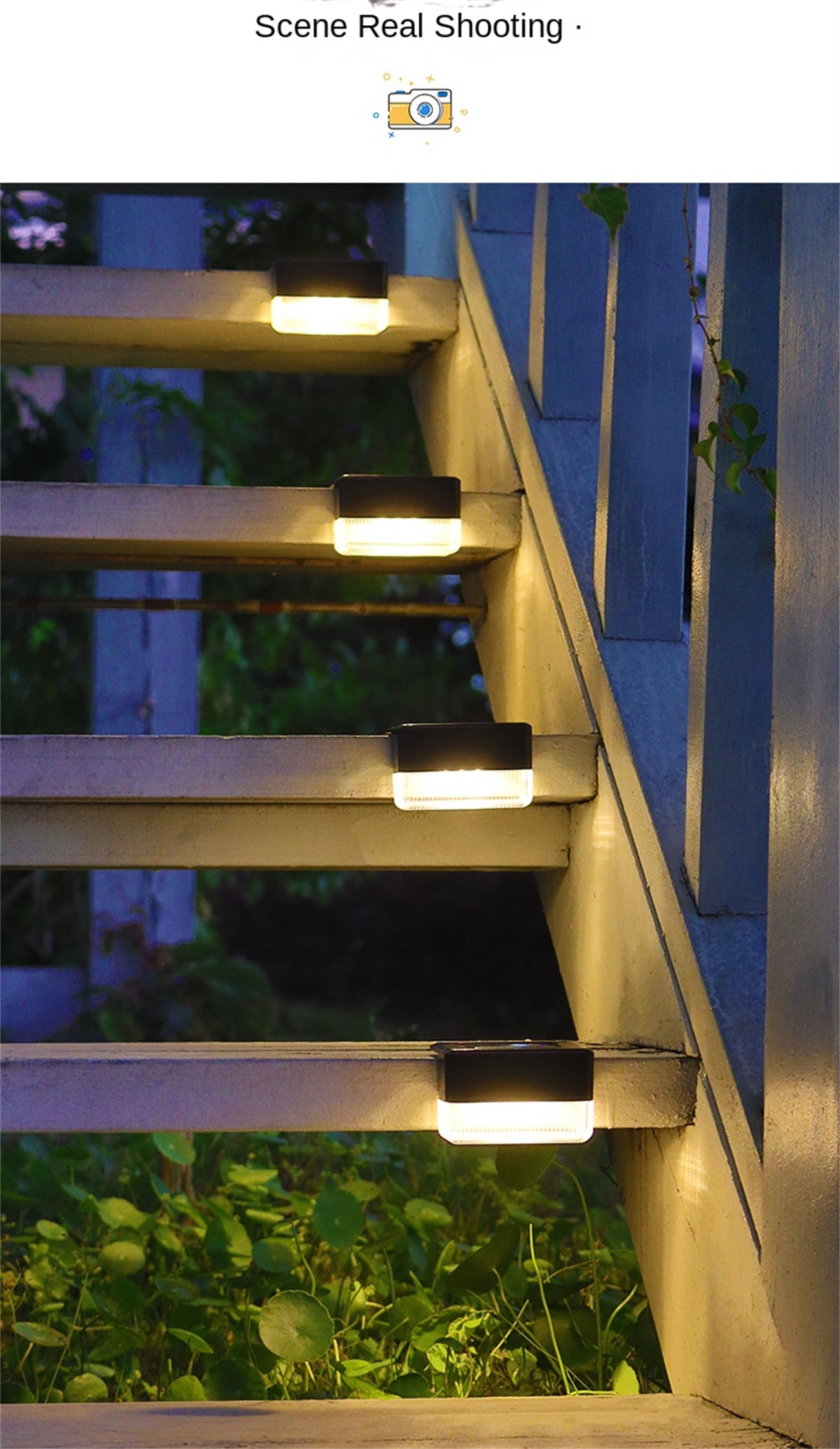 Upgrade solar staircase lights outdoor garden courtyard lights LED fence step railing landscape decoration small wall lights