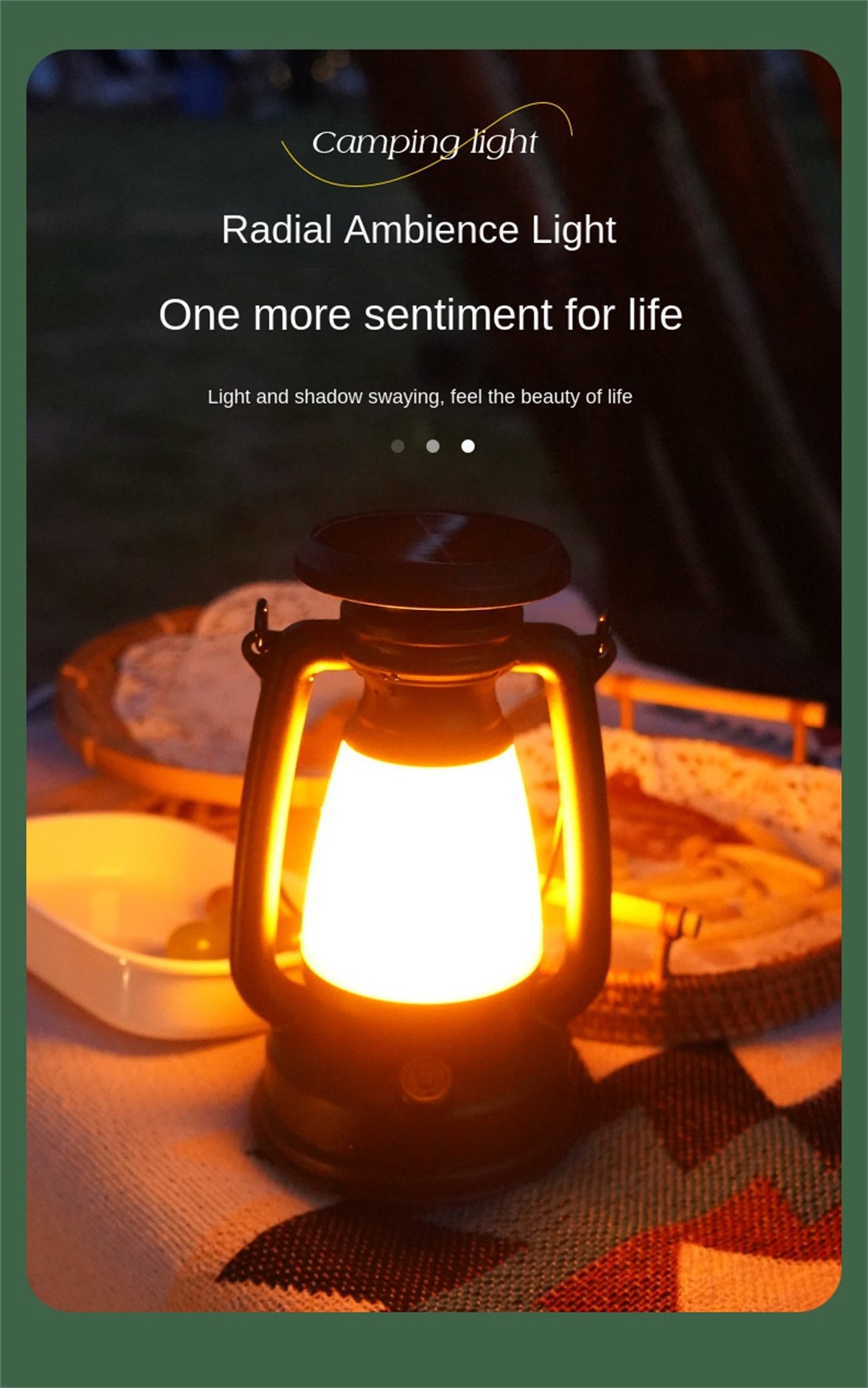 Solar Powered Camping Lantern LED Tent Light Emergency Flashlight Outdoor Camping Light Vintage Hurricane Lamp