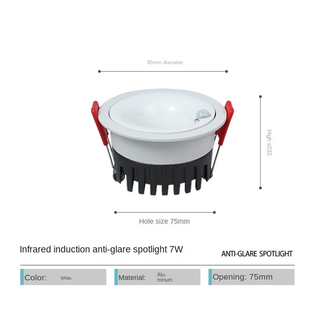 Human body sensing downlights led indoor downlights ceiling anti glare narrow frame embedded photo sensitive LED bulb for staircase corridor recessed downlights