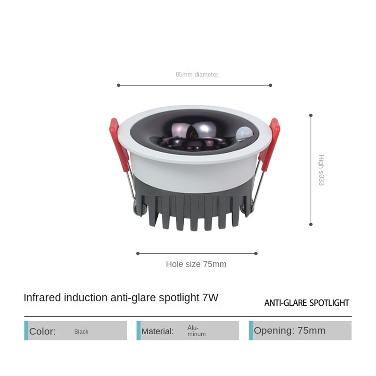 Human body sensing downlights led indoor downlights ceiling anti glare narrow frame embedded photo sensitive LED bulb for staircase corridor recessed downlights