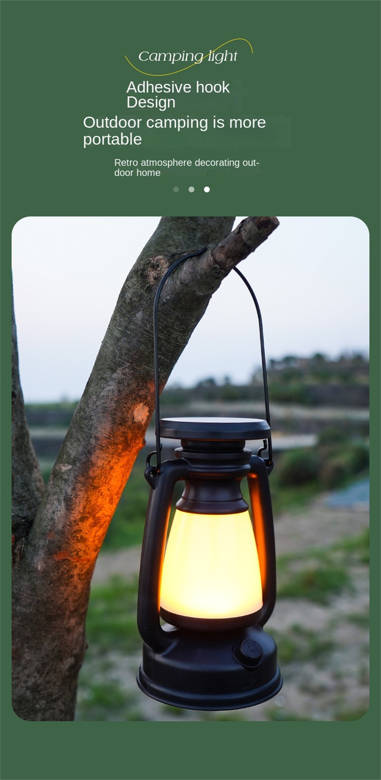 Solar Powered Camping Lantern LED Tent Light Emergency Flashlight Outdoor Camping Light Vintage Hurricane Lamp