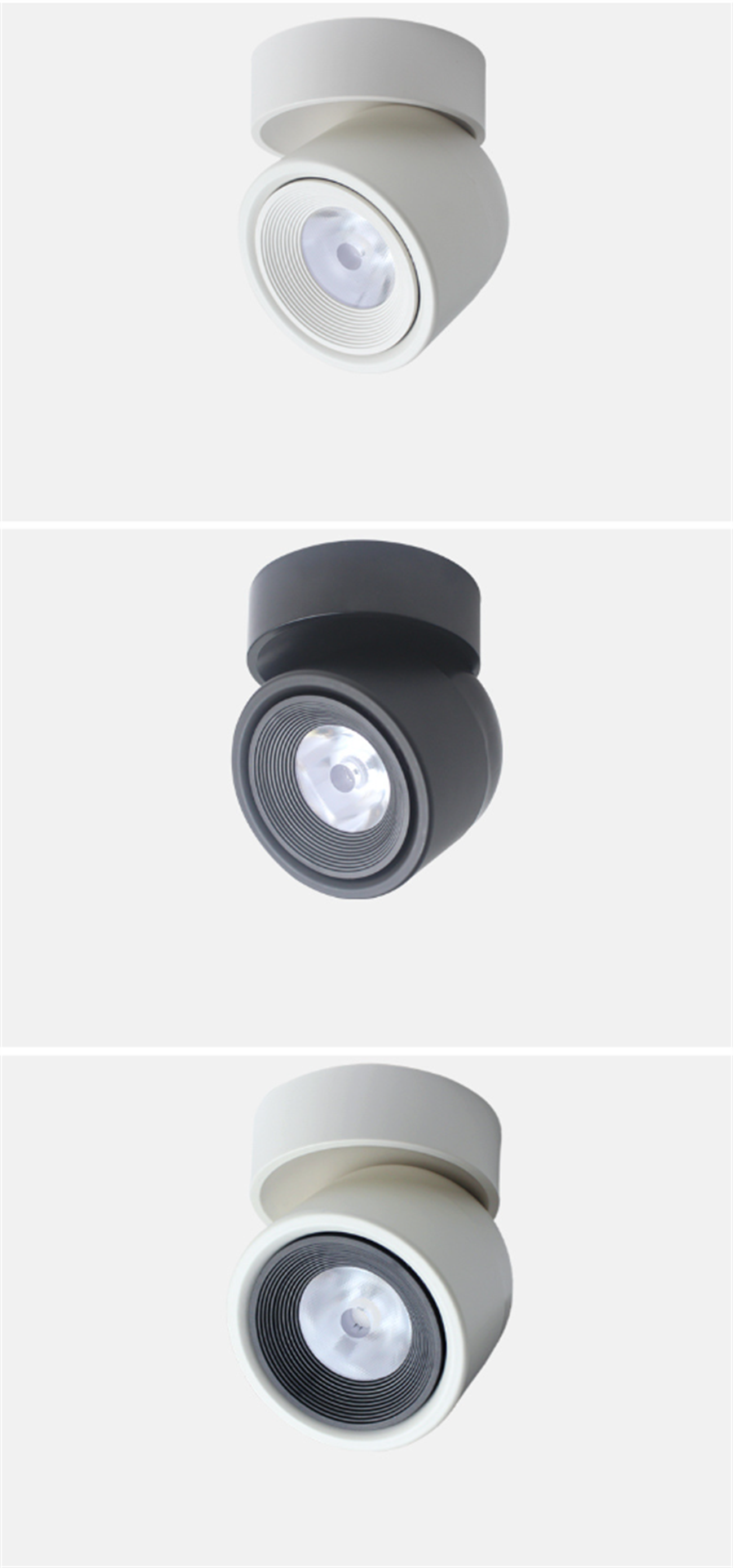 Surface mounted LED spotlights, TV background wall, bedroom painting, no main light, no opening, 360 degree rotating ceiling Surface mounted tube lamp