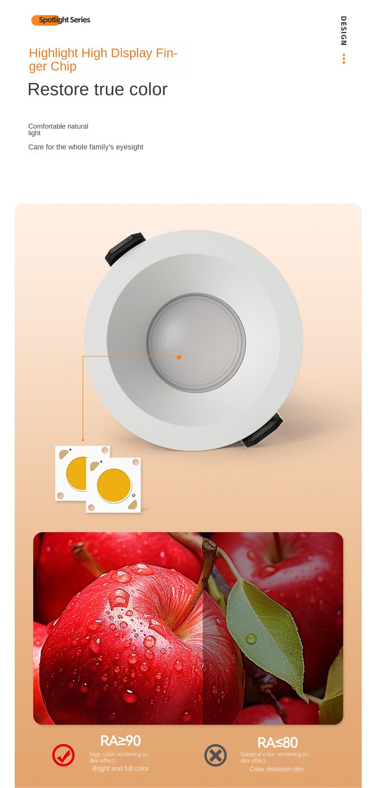 Customized IP65 waterproof tube light embedded in living room LED downlight bathroom cob deep cup eye protection waterproof Dazzling tricolor lighting
