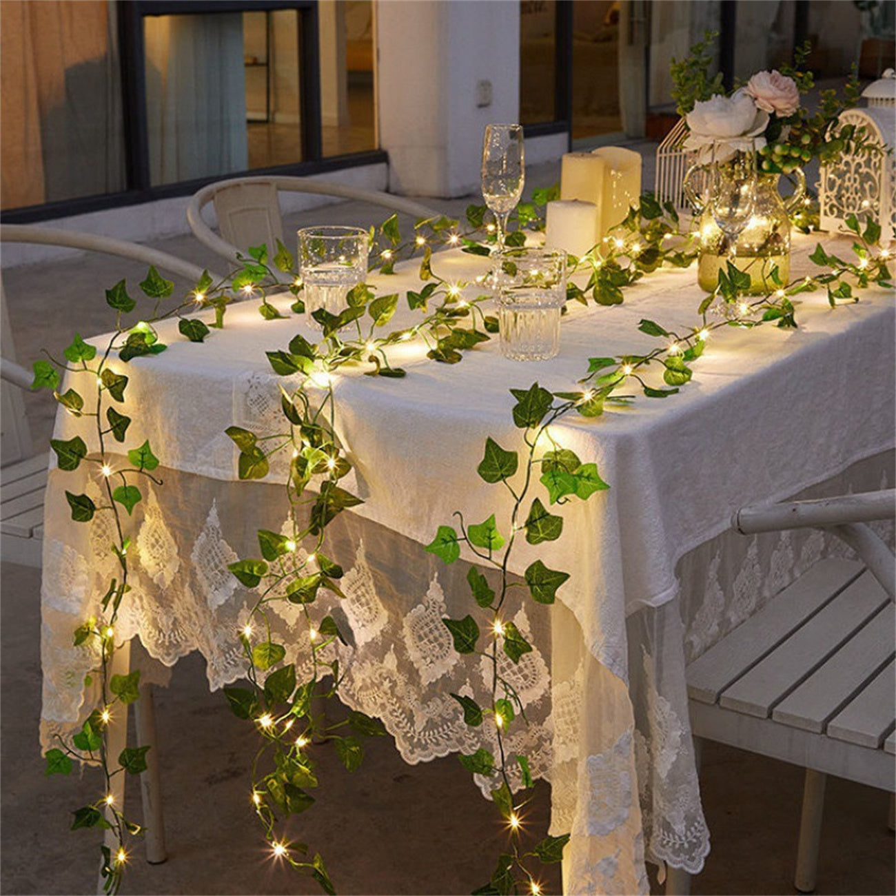 Solar light string LED vine light simulation ivy battery light string courtyard decoration color light copper wire light