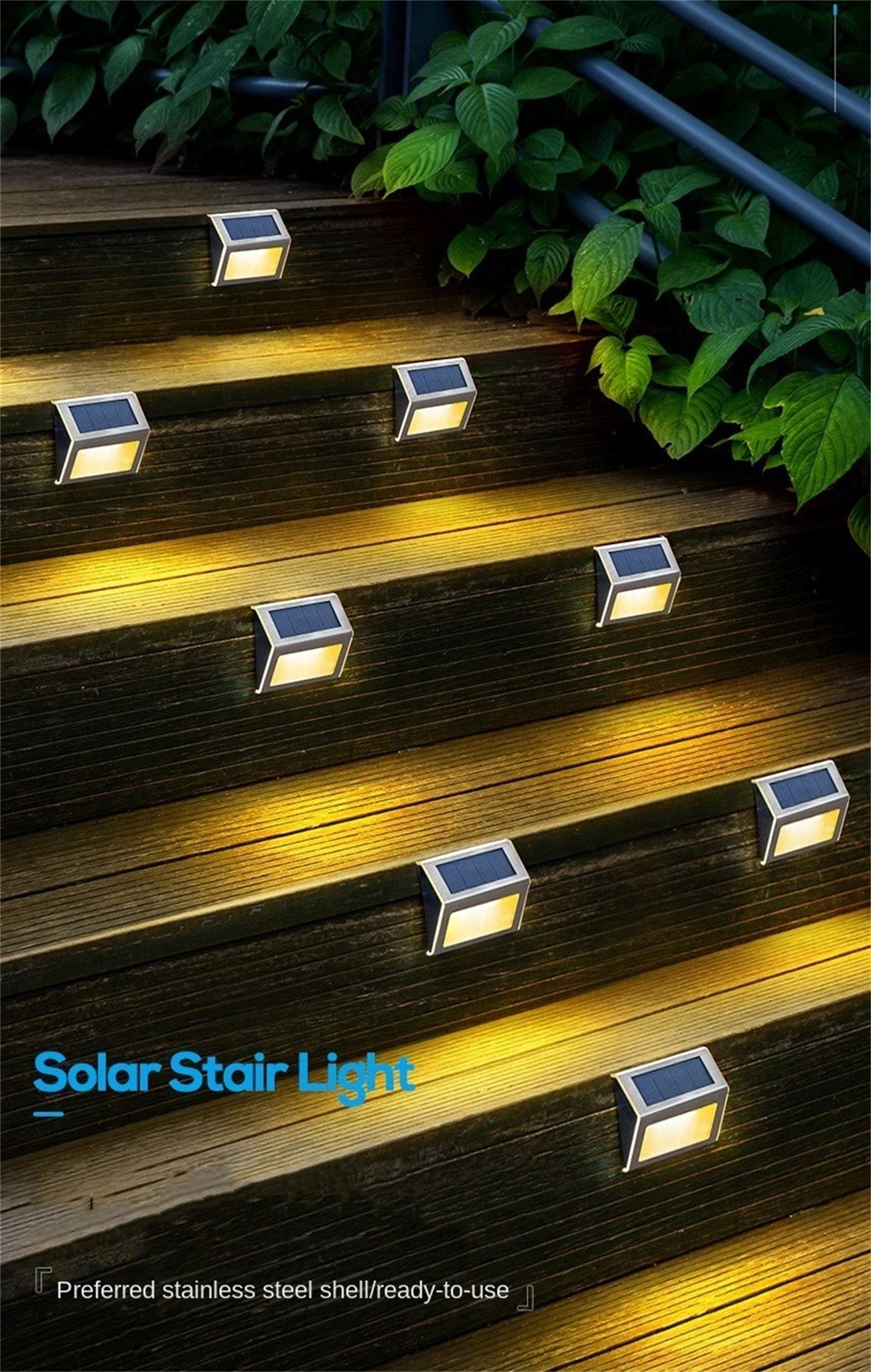 Solar Yard Light Outdoor Garden Decor Stair Step Light Landscape Wall Light