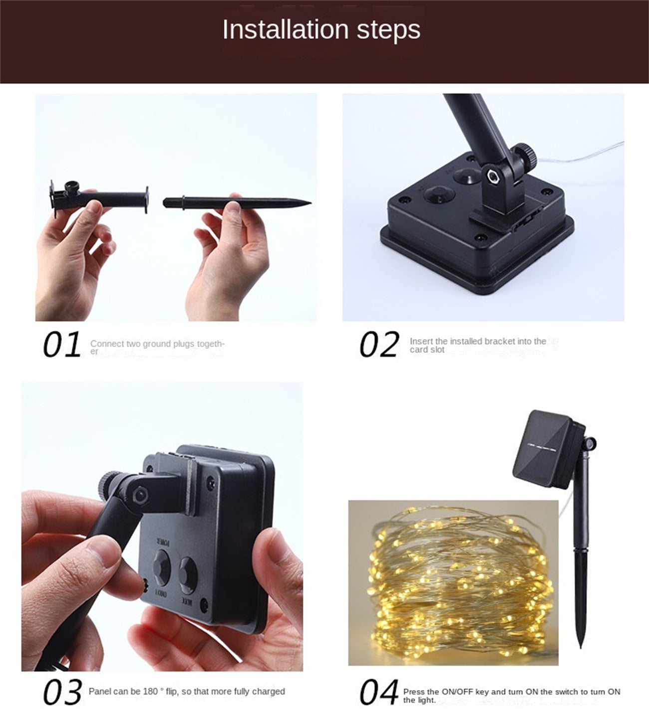 Waterproof Solar Copper Wire Lights Outdoor Decoration Lamp Holiday Decor Fairy Lights