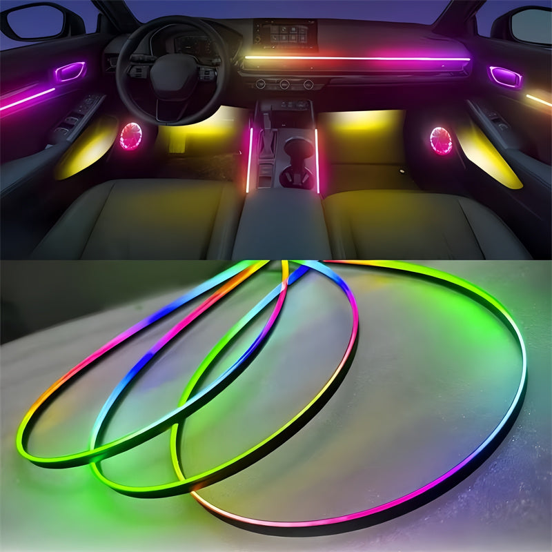 Kit de luces ambientales inalámbricas de acrílico Symphony - Iluminación interior envolvente de 64 colores, control por aplicación y sincronización de luces para los pies