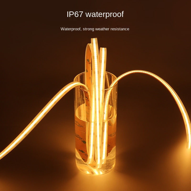 شريط إضاءة LED من نوع COB مقاوم للماء مقاس 10 مم CCT – آمن للاستخدام الخارجي ومقاوم للاشتعال لإضاءة محيطية