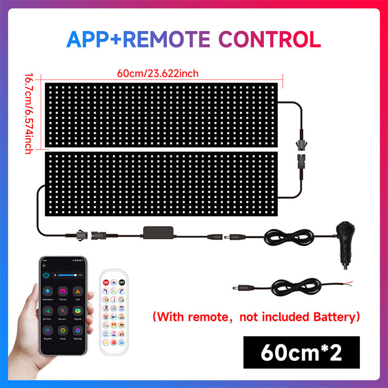 Panel LED de matriz de control de voz por IA - Pantalla suave programable DIY para ventanillas de coche "Ojos de diablo" y "Alas de ángel"