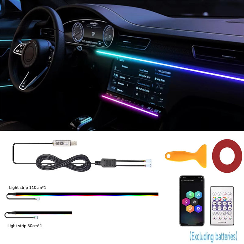 Kit de luces ambientales inalámbricas de acrílico Symphony - Iluminación interior envolvente de 64 colores, control por aplicación y sincronización de luces para los pies