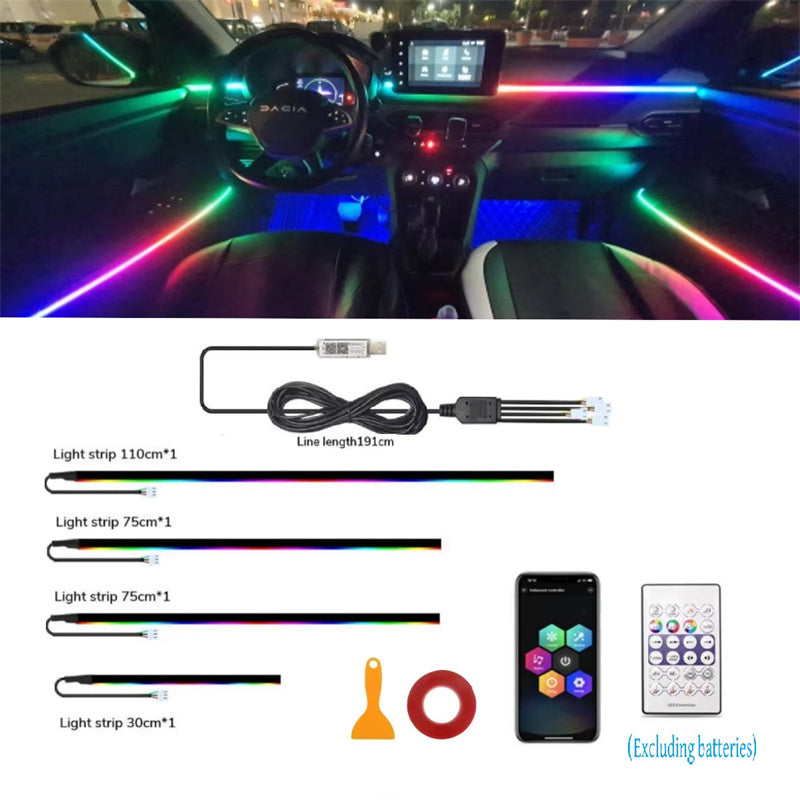 Kit de luces ambientales inalámbricas de acrílico Symphony - Iluminación interior envolvente de 64 colores, control por aplicación y sincronización de luces para los pies