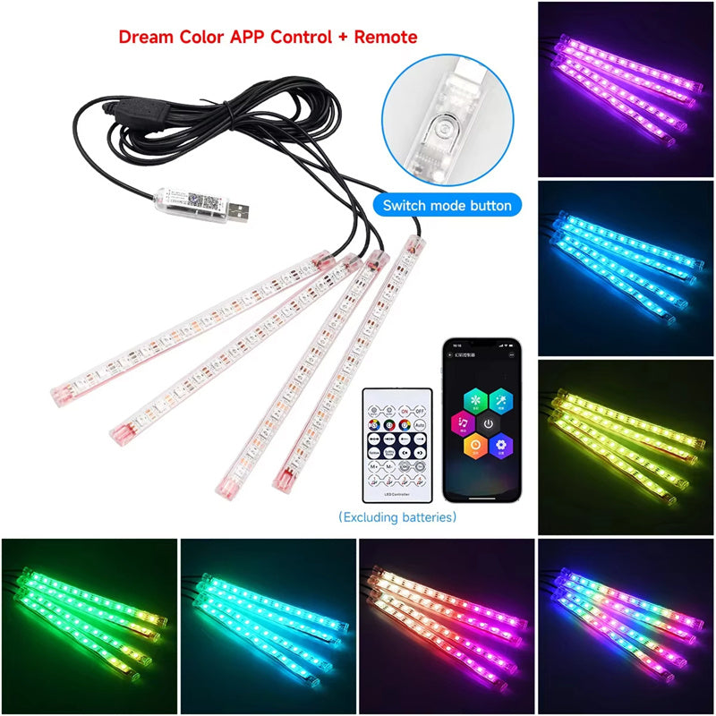 Kit de luces ambientales inalámbricas de acrílico Symphony - Iluminación interior envolvente de 64 colores, control por aplicación y sincronización de luces para los pies