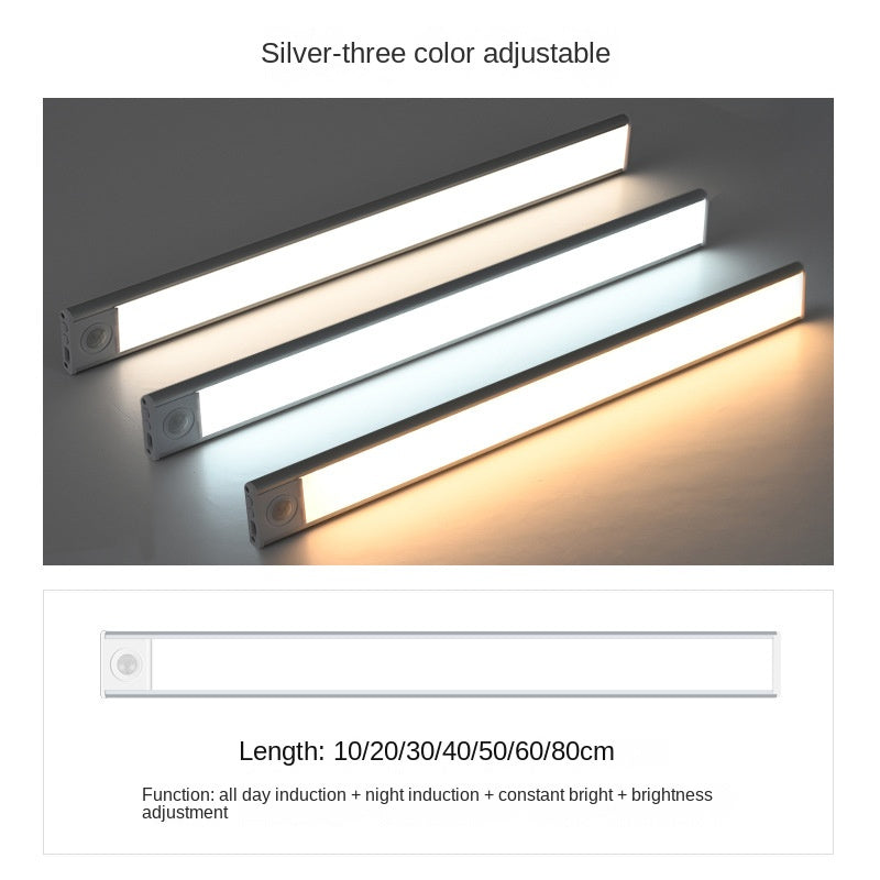 Ultra-Thin Rechargeable Motion Sensor LED Light Strip – Magnetic & Self-Adhesive Cabinet Light for Closet, Wardrobe, Kitchen, Wine Cabinet
