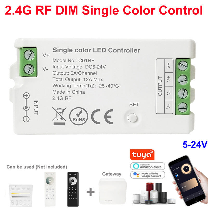 2.4G Wireless LED Dimmer Controller RGB/RGBWC Smart Group Control Touch Panel for Colorful LED Strip Lights