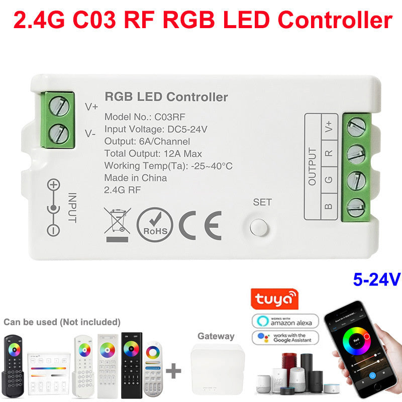2.4G Wireless LED Dimmer Controller RGB/RGBWC Smart Group Control Touch Panel for Colorful LED Strip Lights
