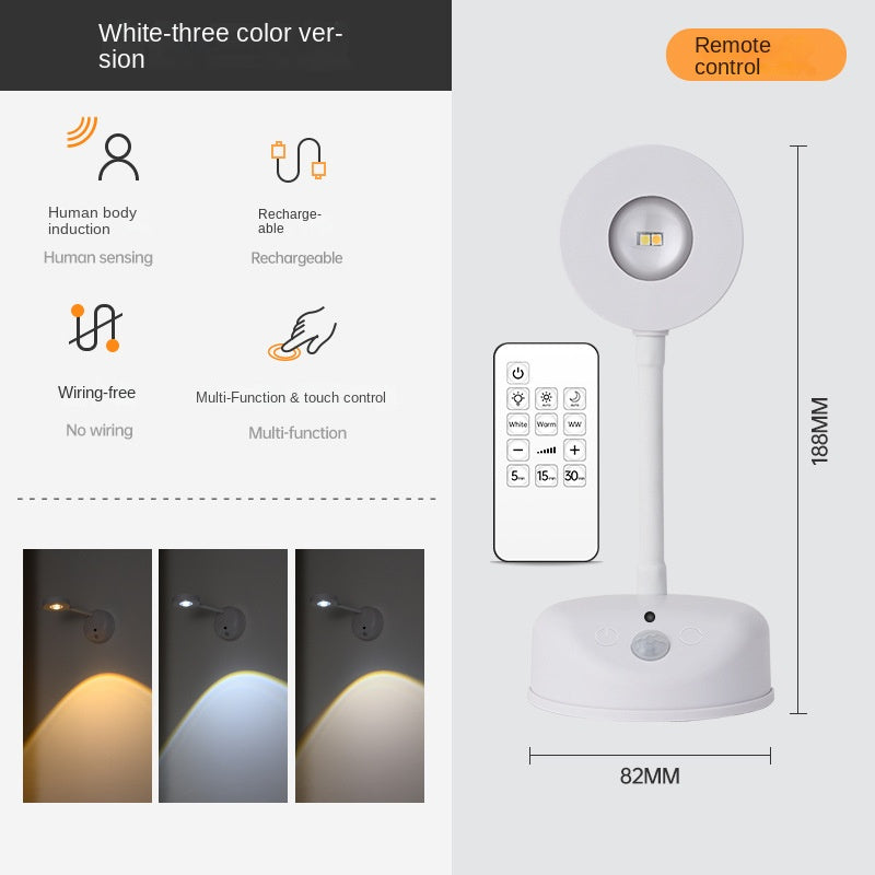 New Wireless Rechargeable LED Wall Spotlight Smart Motion Sensor, Remote Control, Picture Lighting for Indoor Use, No Wiring Needed