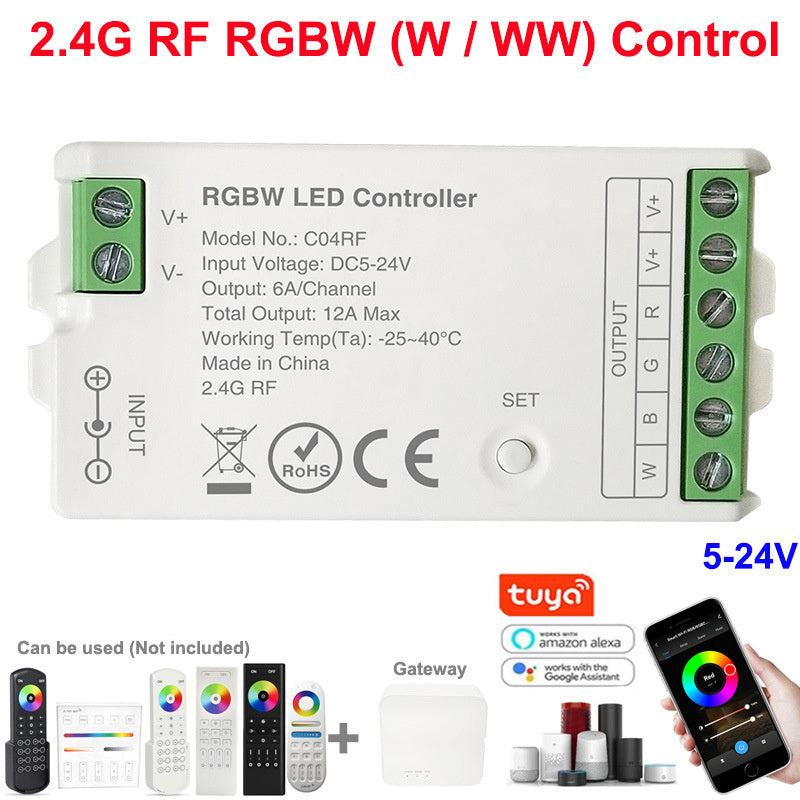 2.4G Wireless LED Dimmer Controller RGB/RGBWC Smart Group Control Touch Panel for Colorful LED Strip Lights