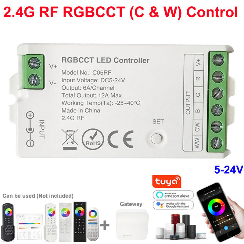 2.4G Wireless LED Dimmer Controller RGB/RGBWC Smart Group Control Touch Panel for Colorful LED Strip Lights