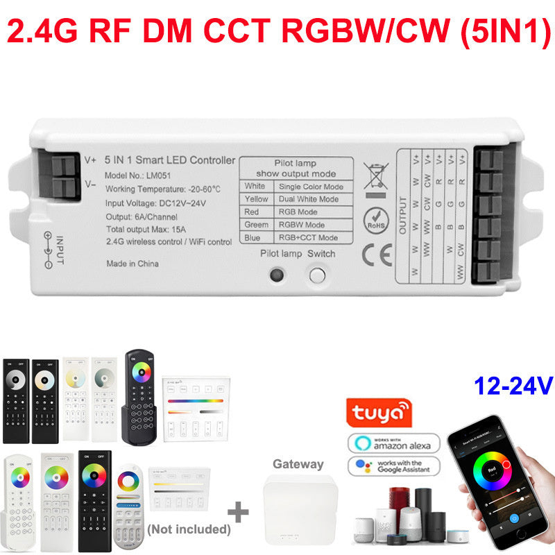 2.4G Wireless LED Dimmer Controller RGB/RGBWC Smart Group Control Touch Panel for Colorful LED Strip Lights