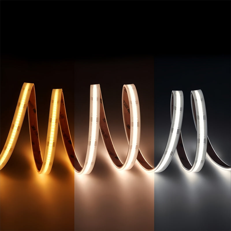 شريط إضاءة LED من نوع COB مقاوم للماء مقاس 10 مم CCT – آمن للاستخدام الخارجي ومقاوم للاشتعال لإضاءة محيطية