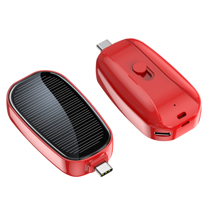 Mini Solar Wireless Power Bank - Portable Emergency Charger with Built-in Cables & Dual LED Flashlight