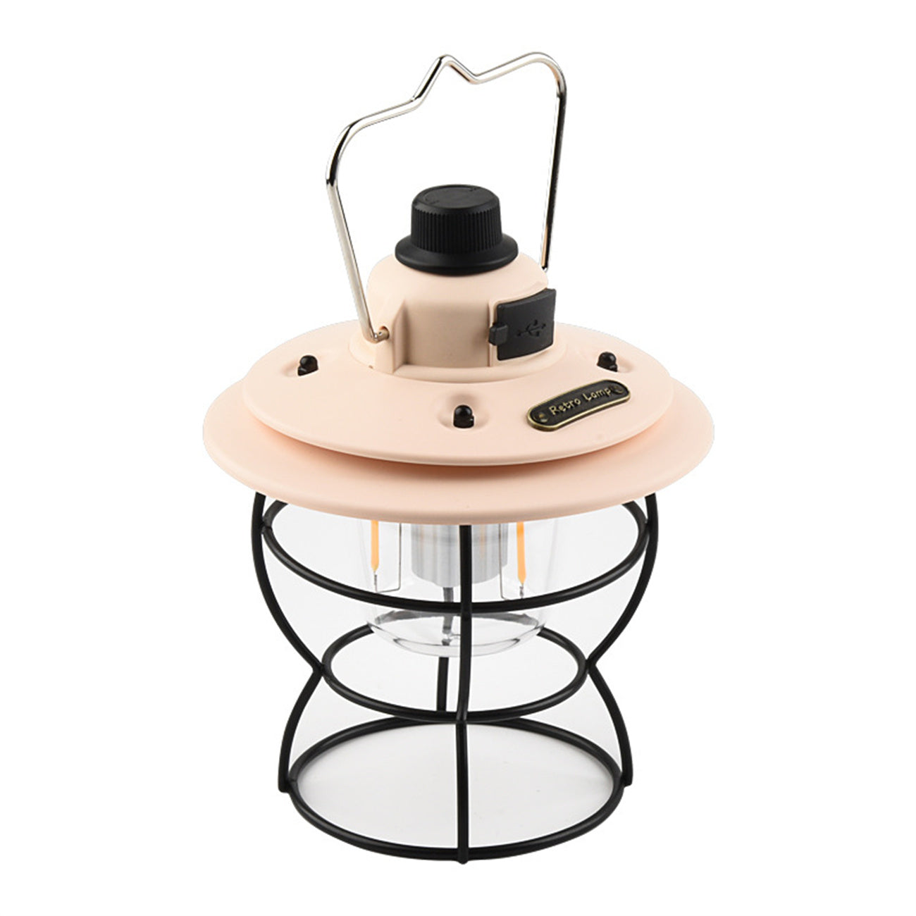 Solar Powered Camping Lantern LED Tent Light Emergency Flashlight Outdoor Camping Light Vintage Hurricane Lamp