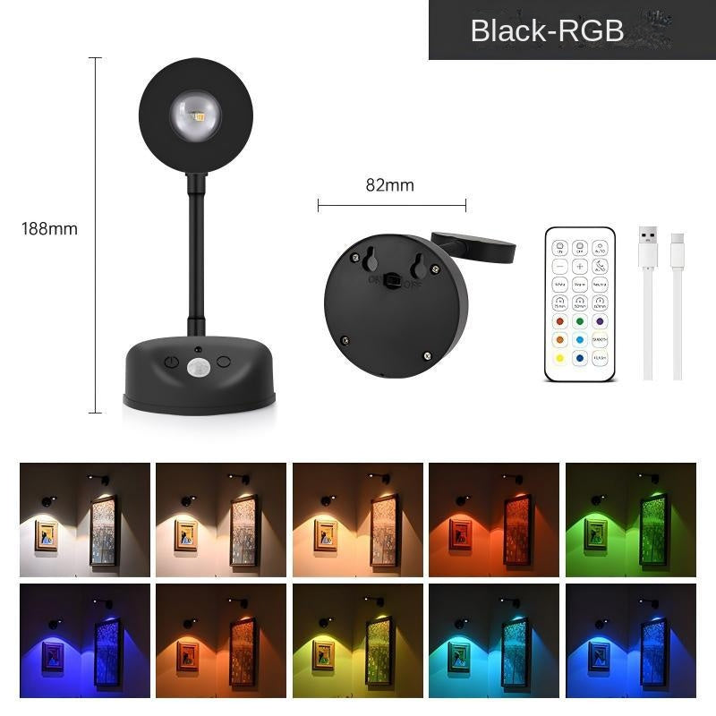 Smart Wireless RGB Wall Sconce – Rechargeable Motion Sensor Spotlight & Picture Light