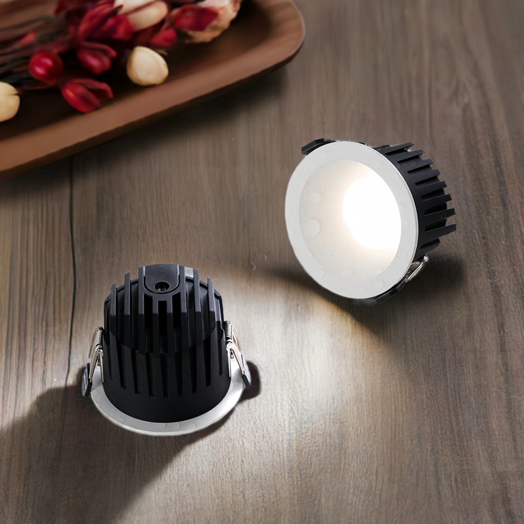 Customized IP65 waterproof tube light embedded in living room LED downlight bathroom cob deep cup eye protection waterproof Dazzling tricolor lighting