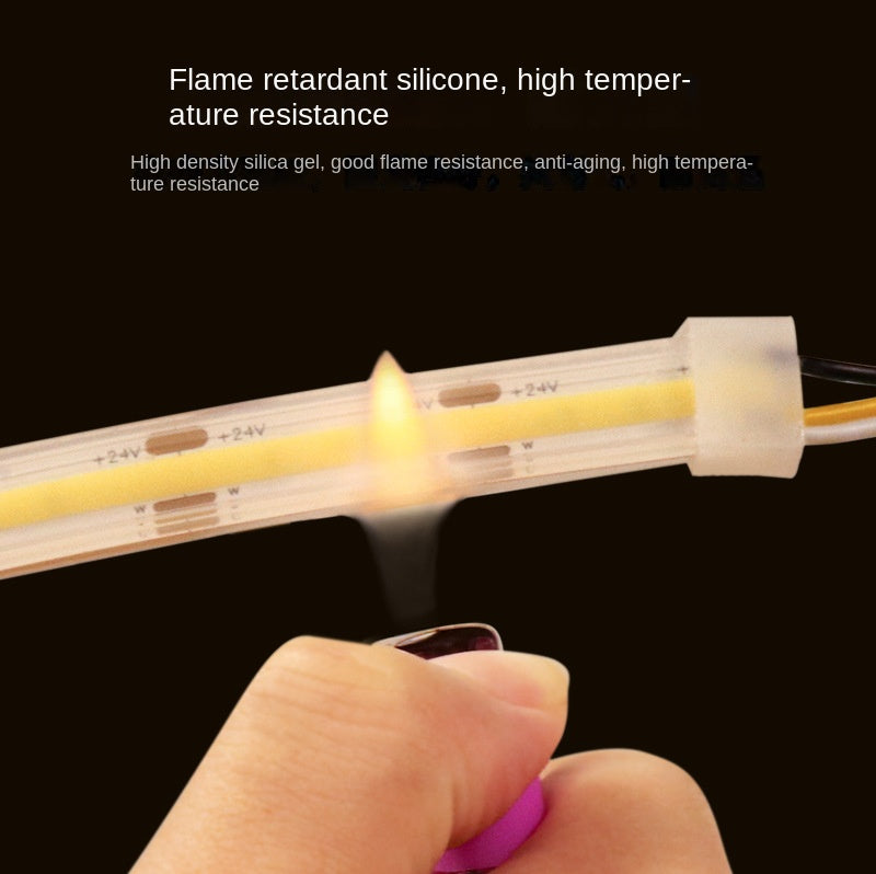 شريط إضاءة LED من نوع COB مقاوم للماء مقاس 10 مم CCT – آمن للاستخدام الخارجي ومقاوم للاشتعال لإضاءة محيطية