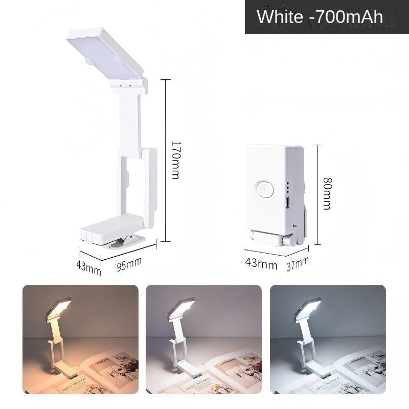 Mini Rechargeable Clip-on Book Light – Foldable Eye-Care LED Reading Lamp for Night Readers