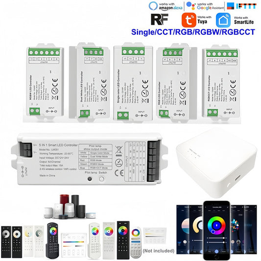 2.4G Wireless LED Dimmer Controller RGB/RGBWC Smart Group Control Touch Panel for Colorful LED Strip Lights