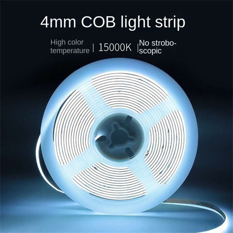 4mm Ultra-Narrow COB LED Strip – 15000K Cool Glow, Flicker-Free, Flexible Ambient Light