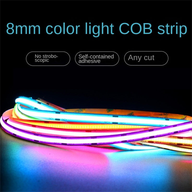 RGB COB LED Strip – 8mm Flicker-Free Ambient Decor